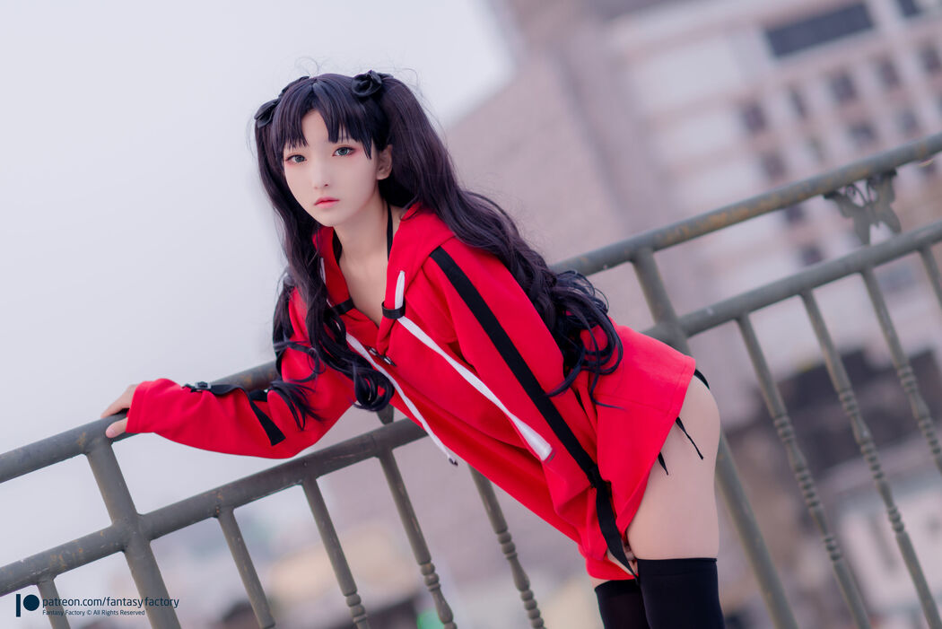 COSER Xiaoding "Bicycle Girl Vinyl Sexy Net Shirt" [Fantasy Factory]