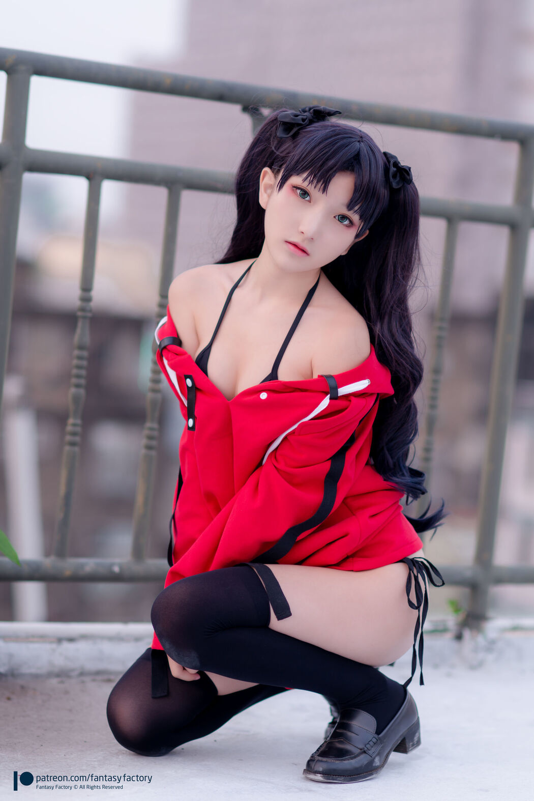 COSER Xiaoding "Bicycle Girl Vinyl Sexy Net Shirt" [Fantasy Factory]