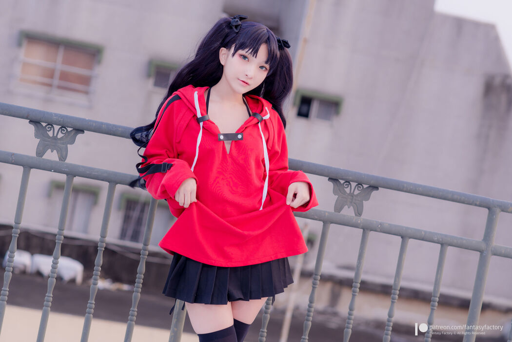 COSER Xiaoding "Bicycle Girl Vinyl Sexy Net Shirt" [Fantasy Factory]