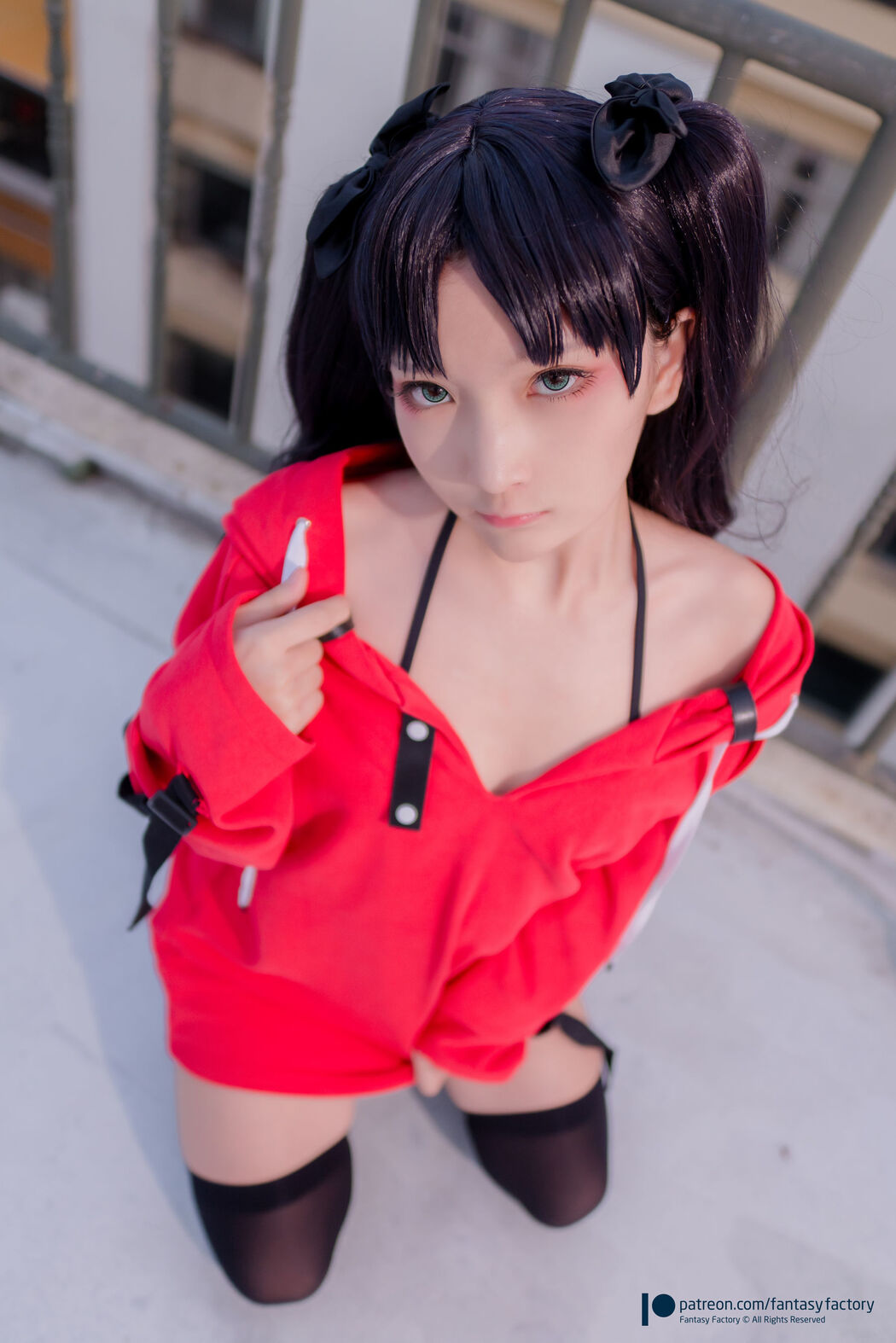 COSER Xiaoding "Bicycle Girl Vinyl Sexy Net Shirt" [Fantasy Factory]