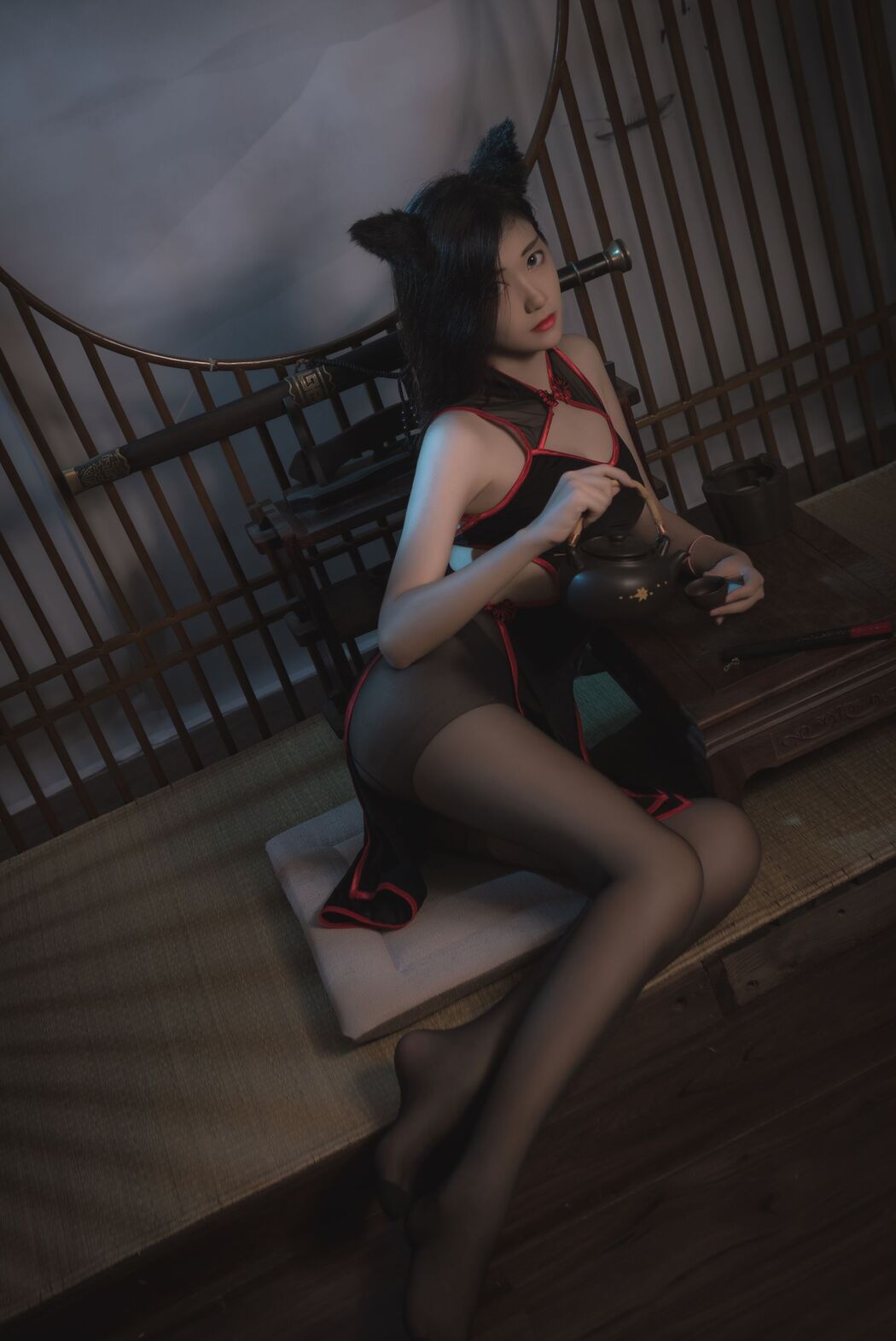 [网红Coser] Nantao Momoko "Black Cheongsam" Cover Photo