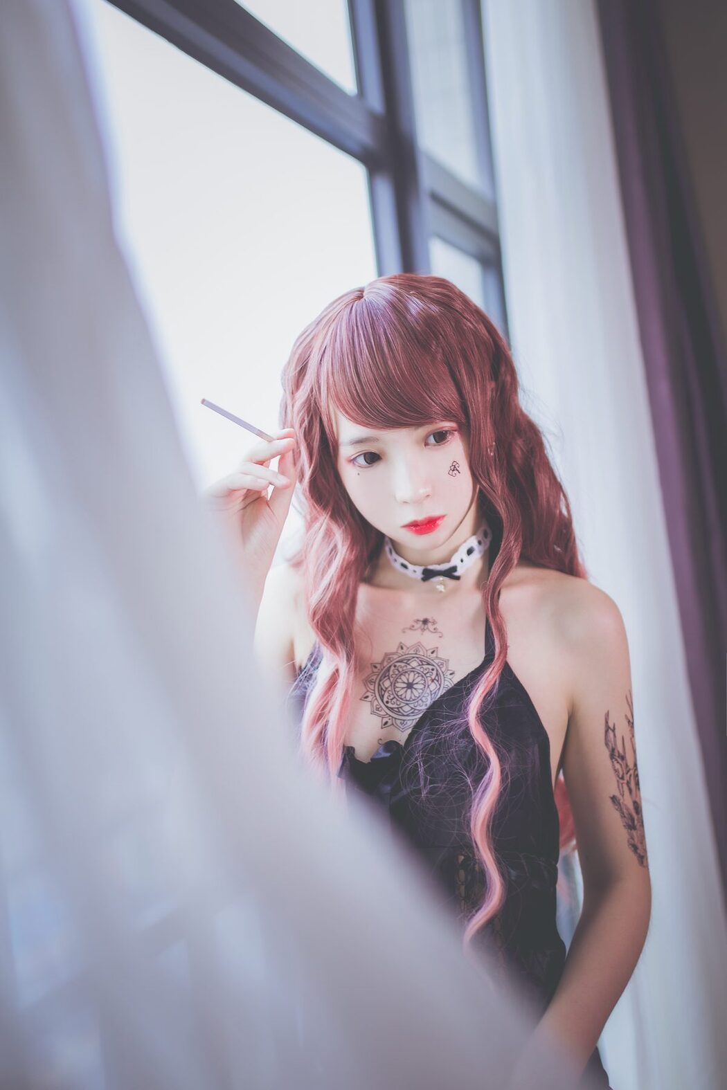 Coser@疯猫ss – 黑色吊带袜