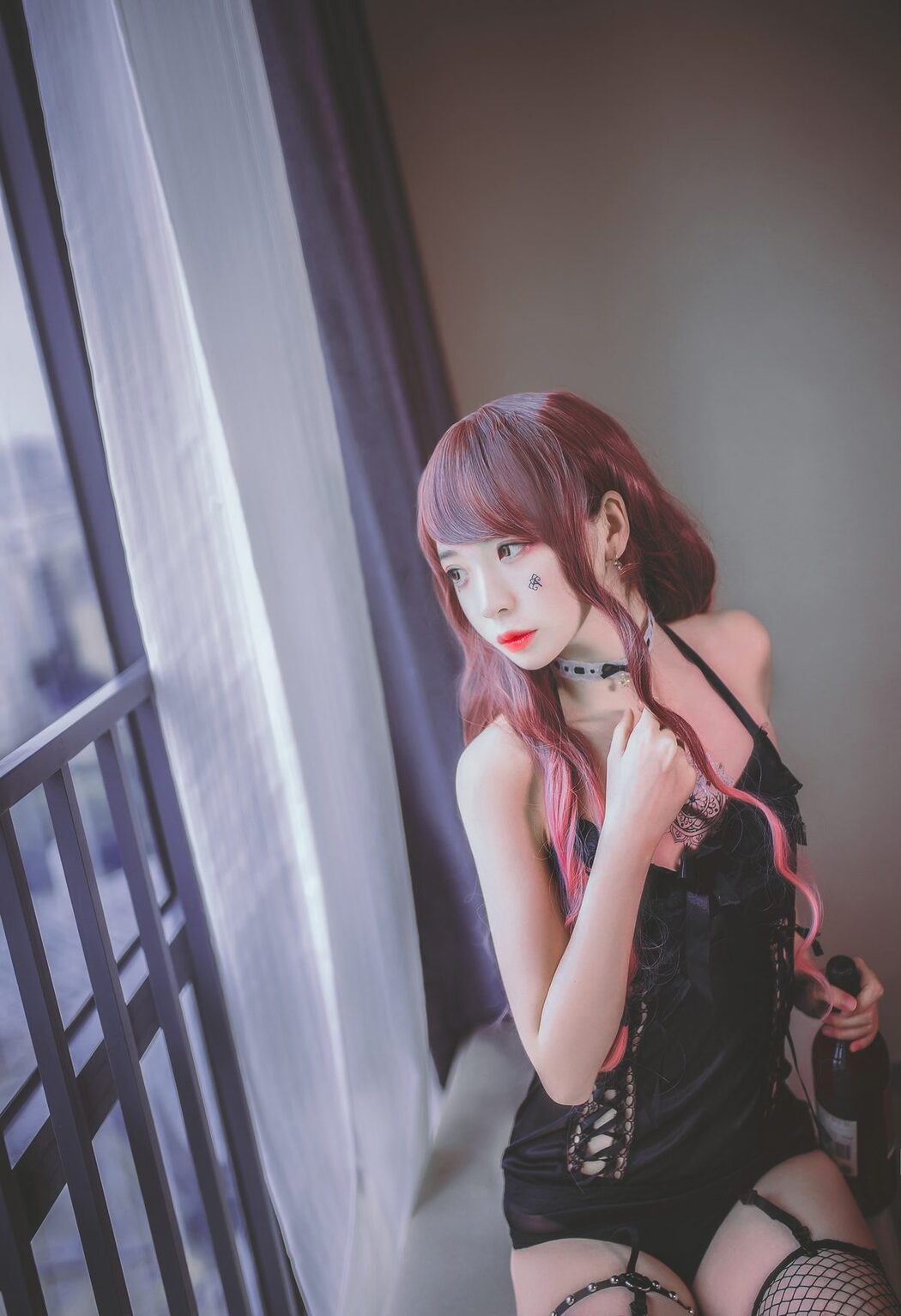 Coser@疯猫ss – 黑色吊带袜