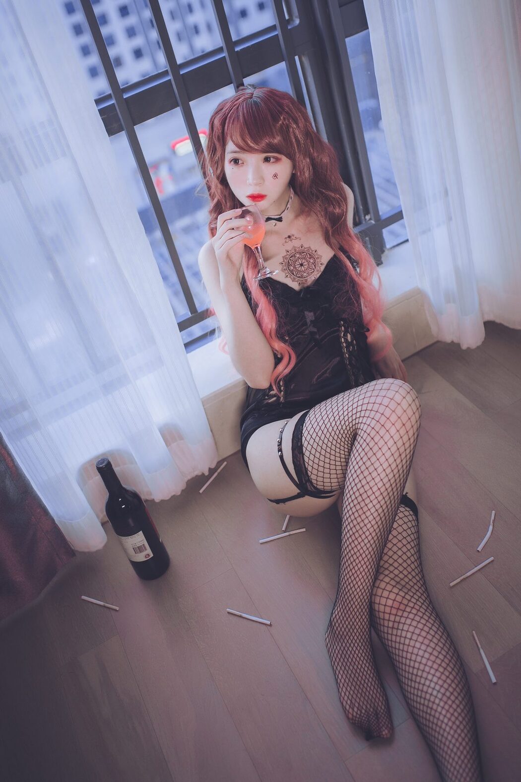 Coser@疯猫ss – 黑色吊带袜