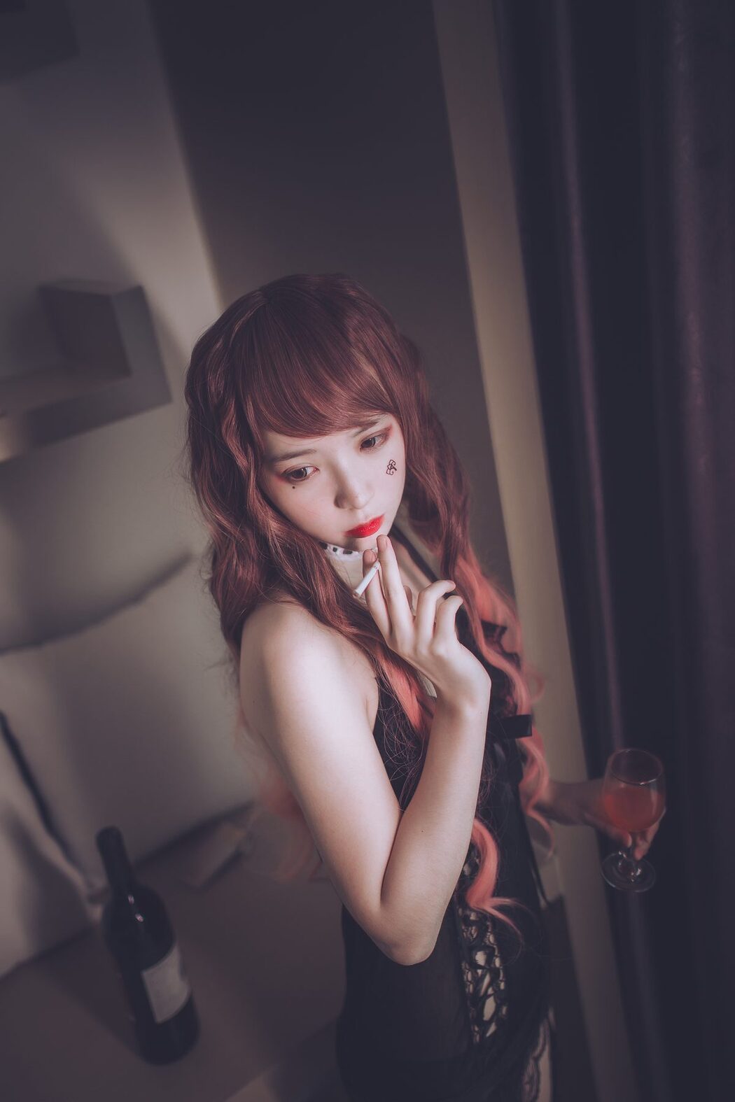 Coser@疯猫ss – 黑色吊带袜