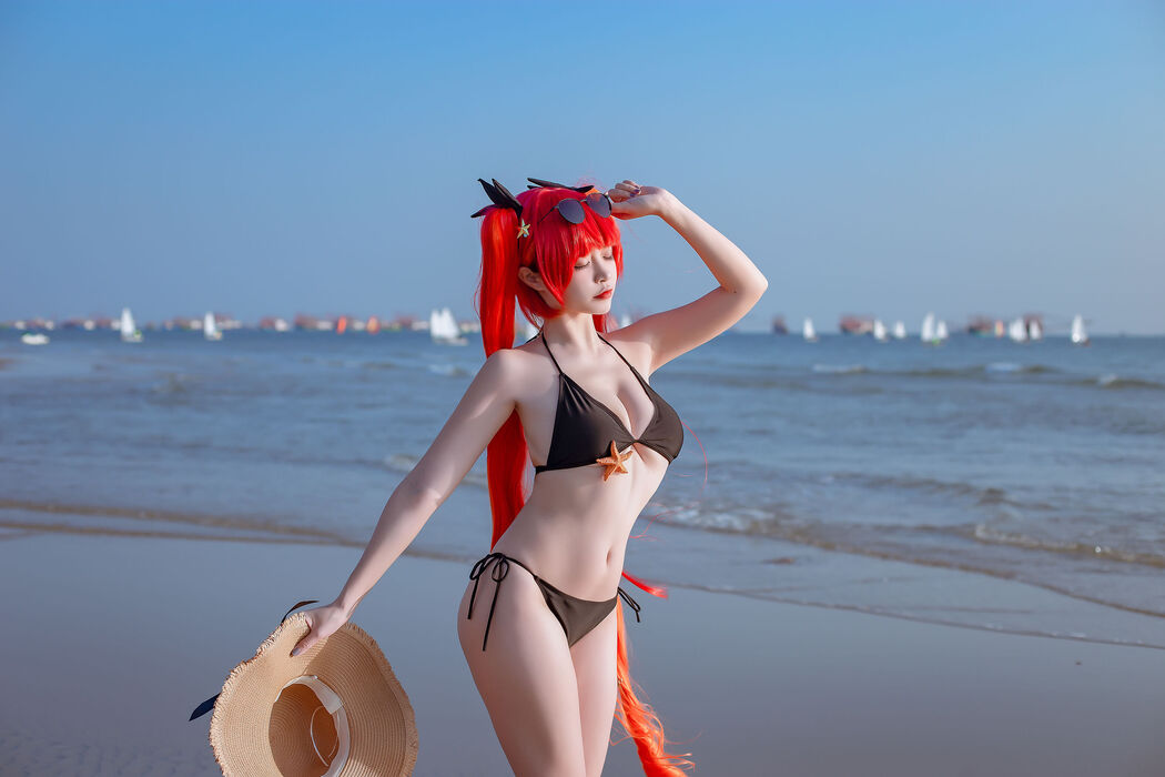 [Net Red COS] Popular Coser Nizuo Nisa-Blue Honolulu Swimsuit