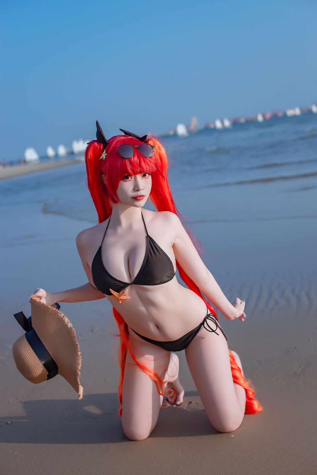 [Net Red COS] Popular Coser Nizuo Nisa-Blue Honolulu Swimsuit