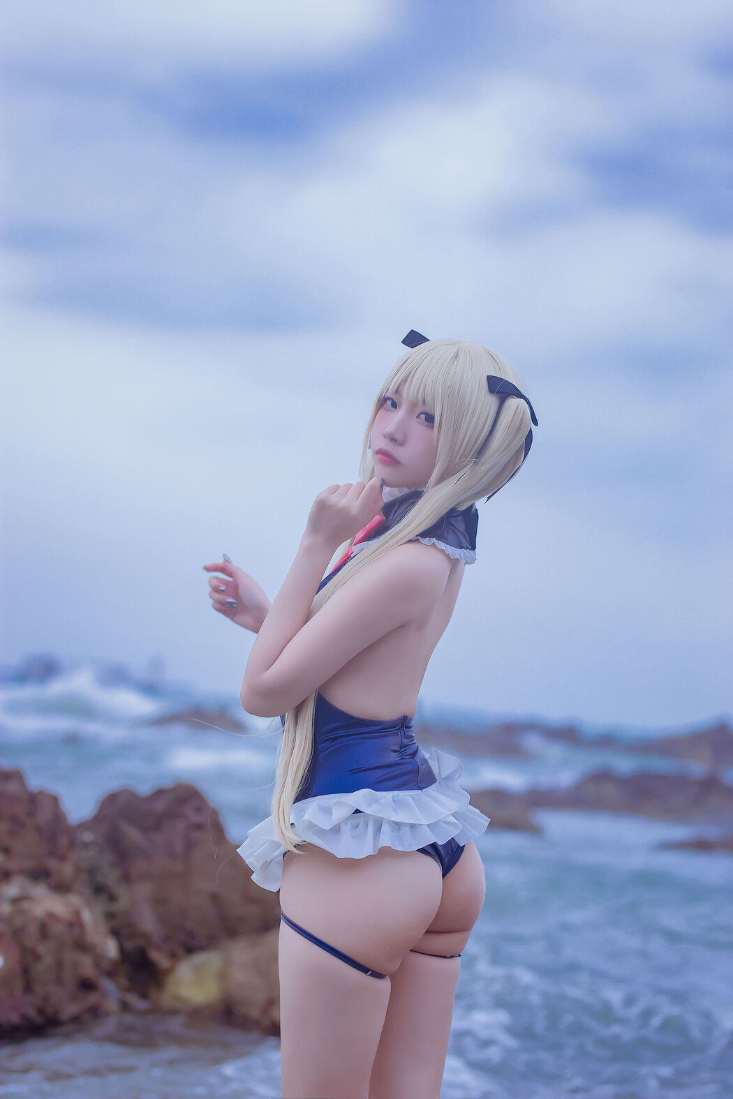 [Net Red COS] Popular Coser Nizuo Nisa-Blue Marie Rose Swimsuit