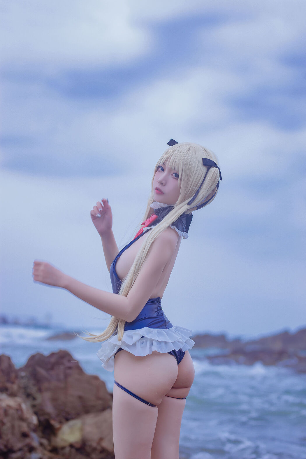 [Net Red COS] Popular Coser Nizuo Nisa-Blue Marie Rose Swimsuit