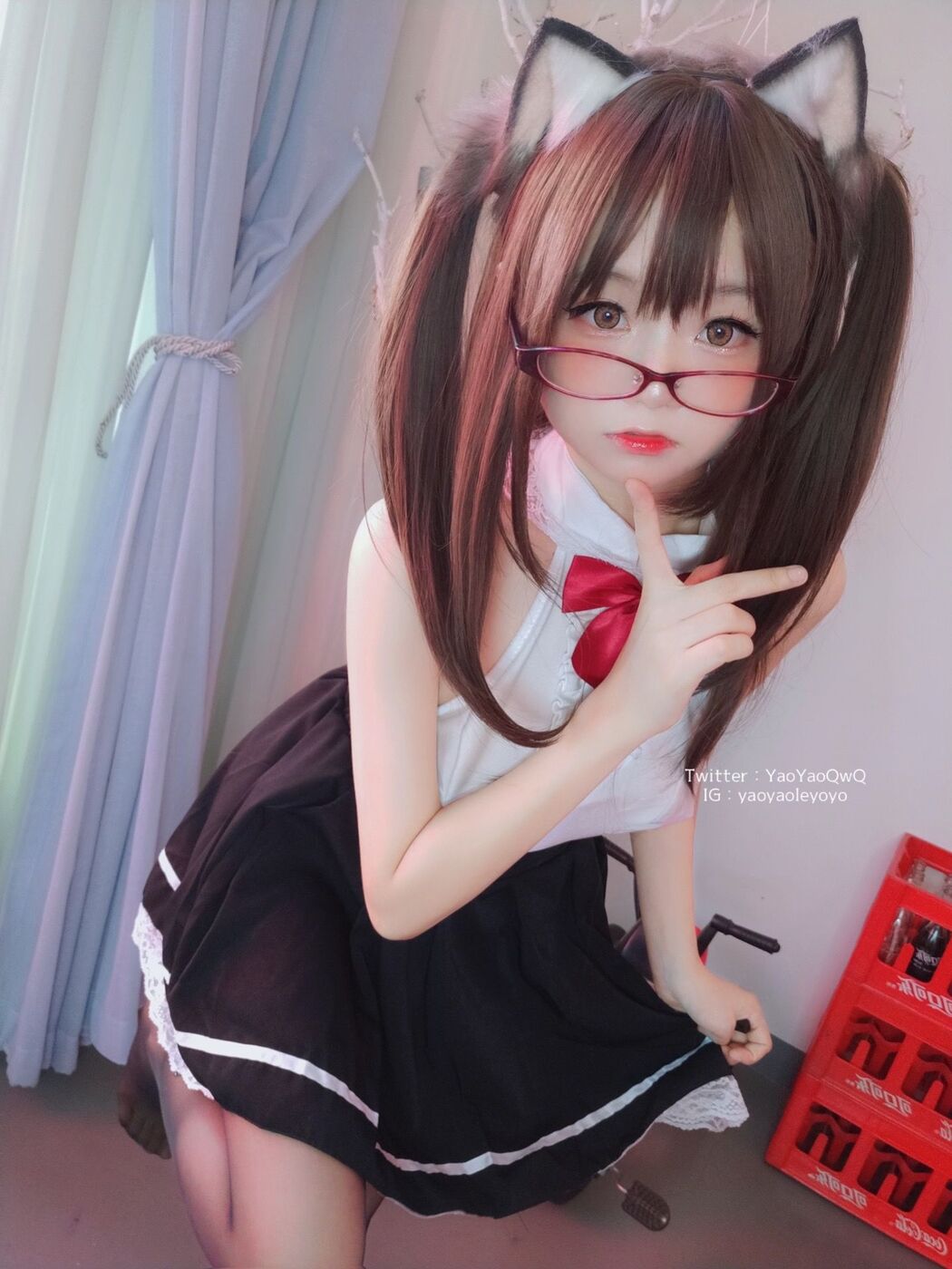 [Net Red COS] Cute Girl Coser Shakes Music Yoyo-Black Tights