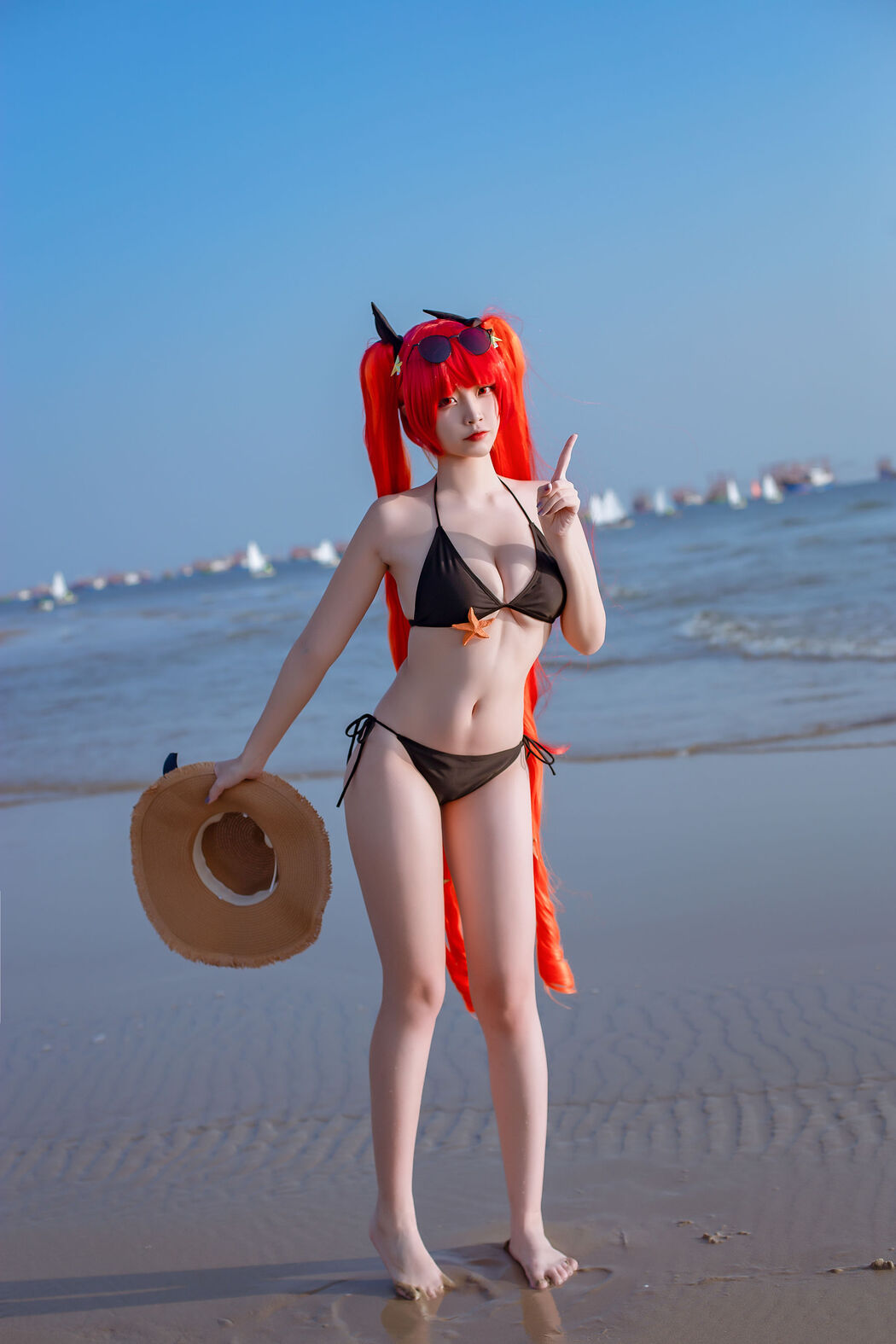 [Net Red COS] Popular Coser Nizuo Nisa-Blue Honolulu Swimsuit