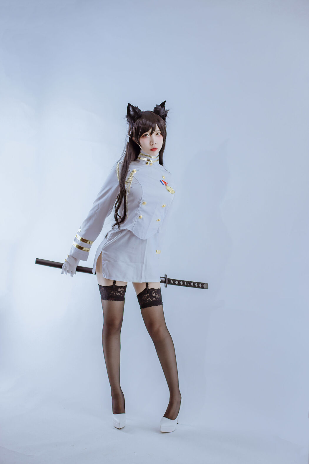 [Cosplay Photo] Popular Coser Nizo Nisa - Canine's Dependent Blue Atago Military Uniform