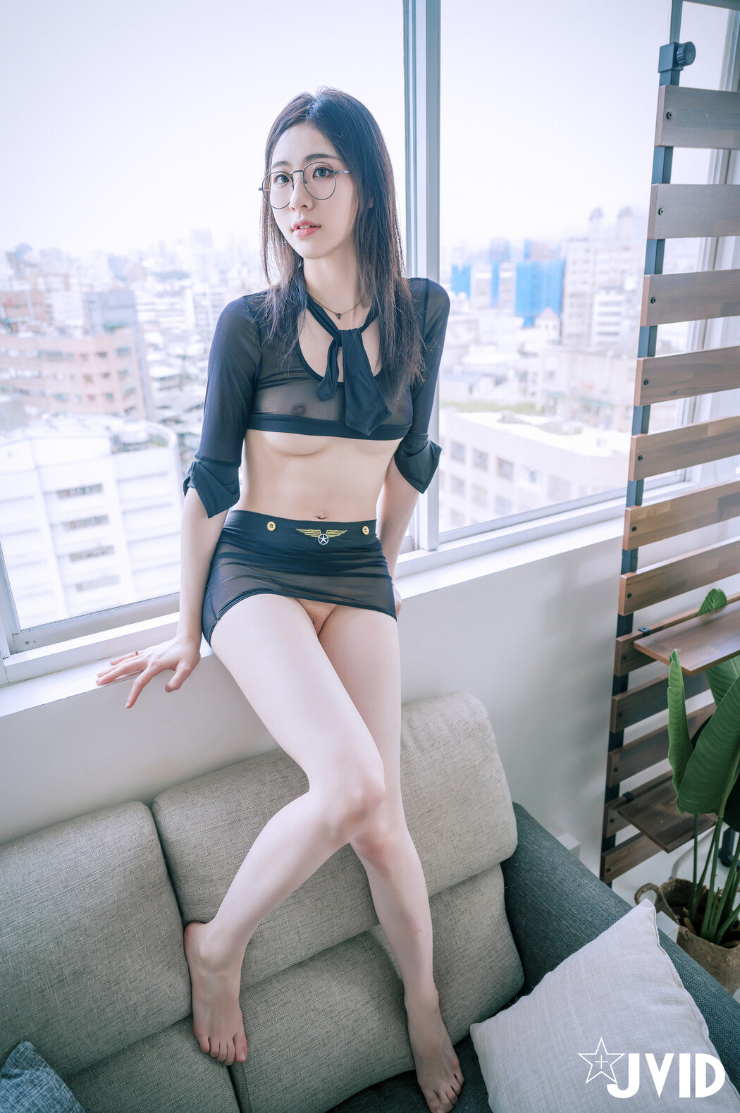 JVID精品 阿黎性感暗黑空姐,極透明空姐服令人血脈噴張 Set.03