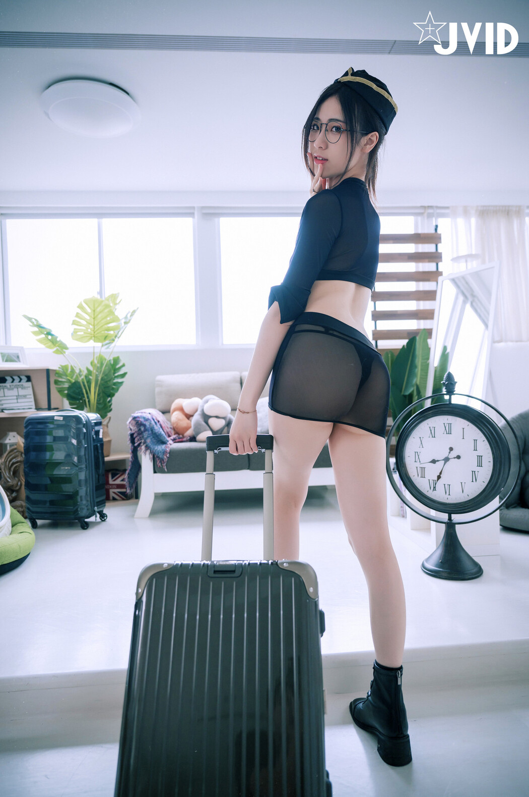 JVID精品 阿黎性感暗黑空姐,極透明空姐服令人血脈噴張 Set.02