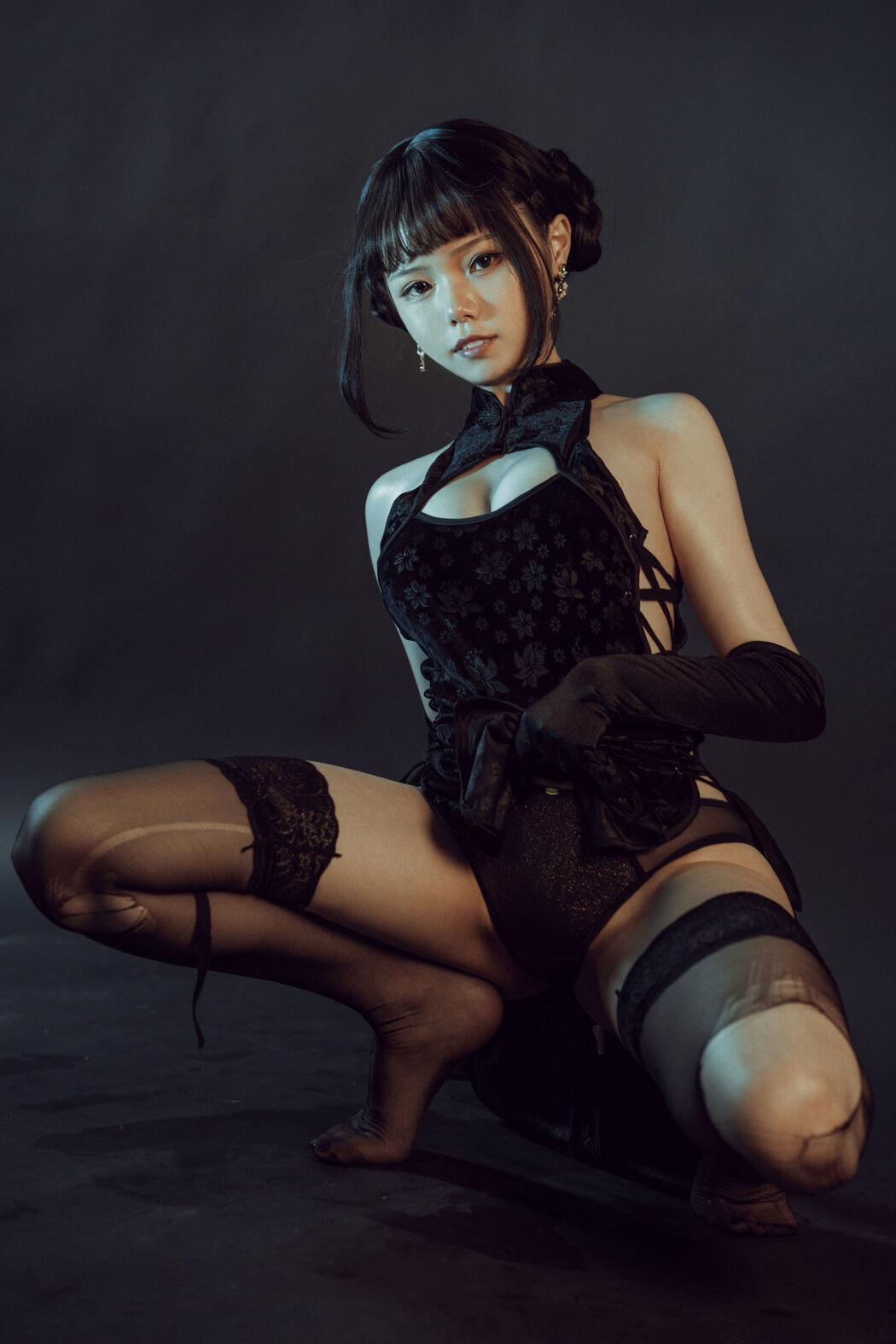 [Net Red COSER] July Cat - Black Cheongsam