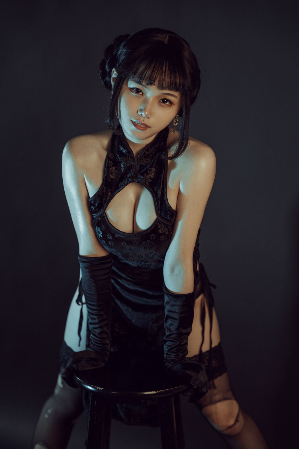 [Net Red COSER] July Cat - Black Cheongsam