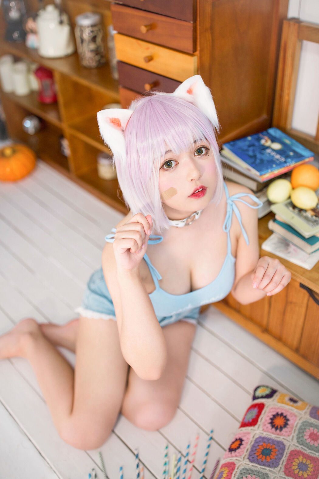 [Net Red COSER] Big-eyed cute girl black cat OvO - cat raising class