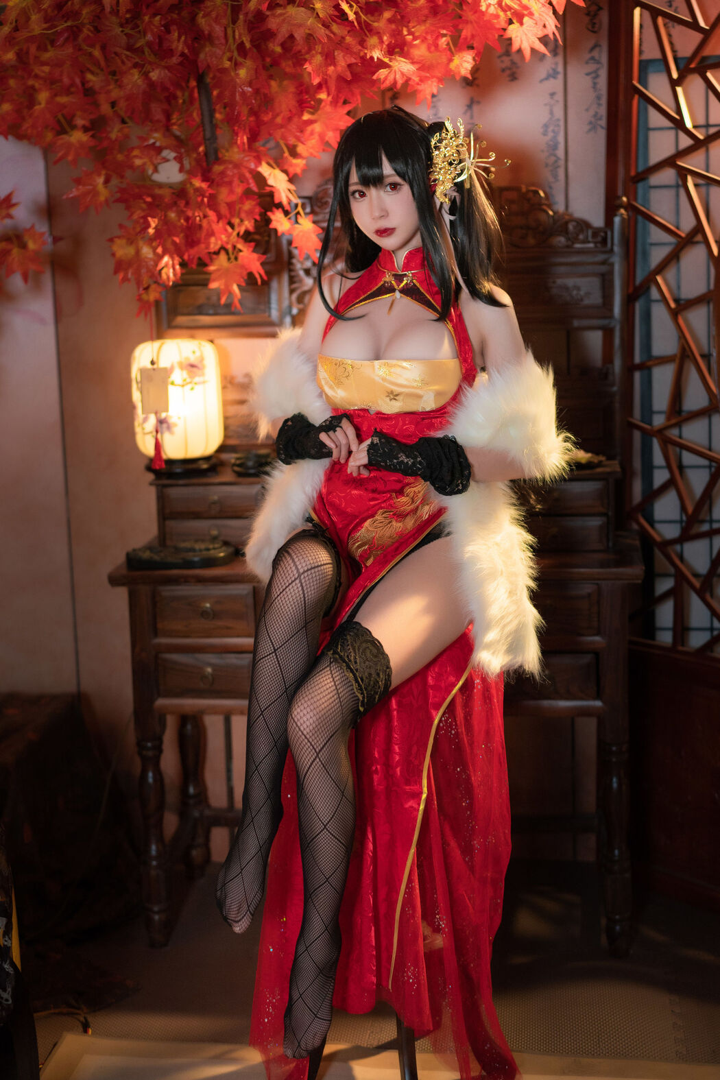 [Net Red COSER Photo] Xiyuan Temple Nange Photo - Dafeng Cheongsam Cover Photo