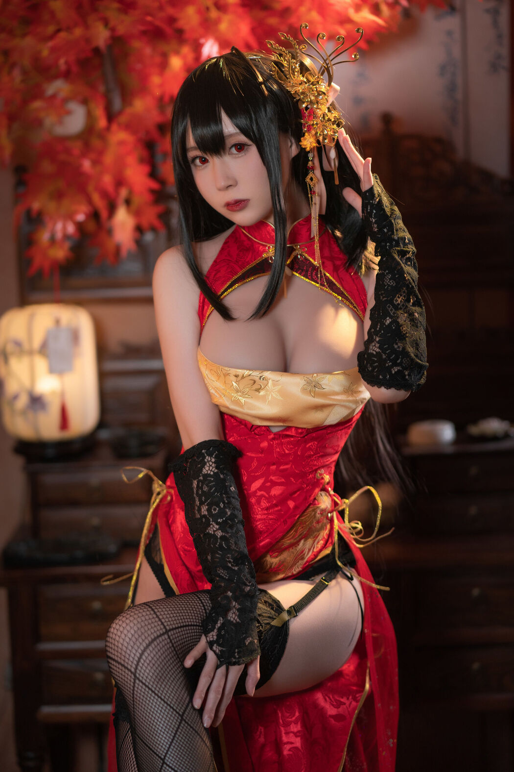 [Net Red COSER Photo] Xiyuan Temple Nange Photo - Dafeng Cheongsam