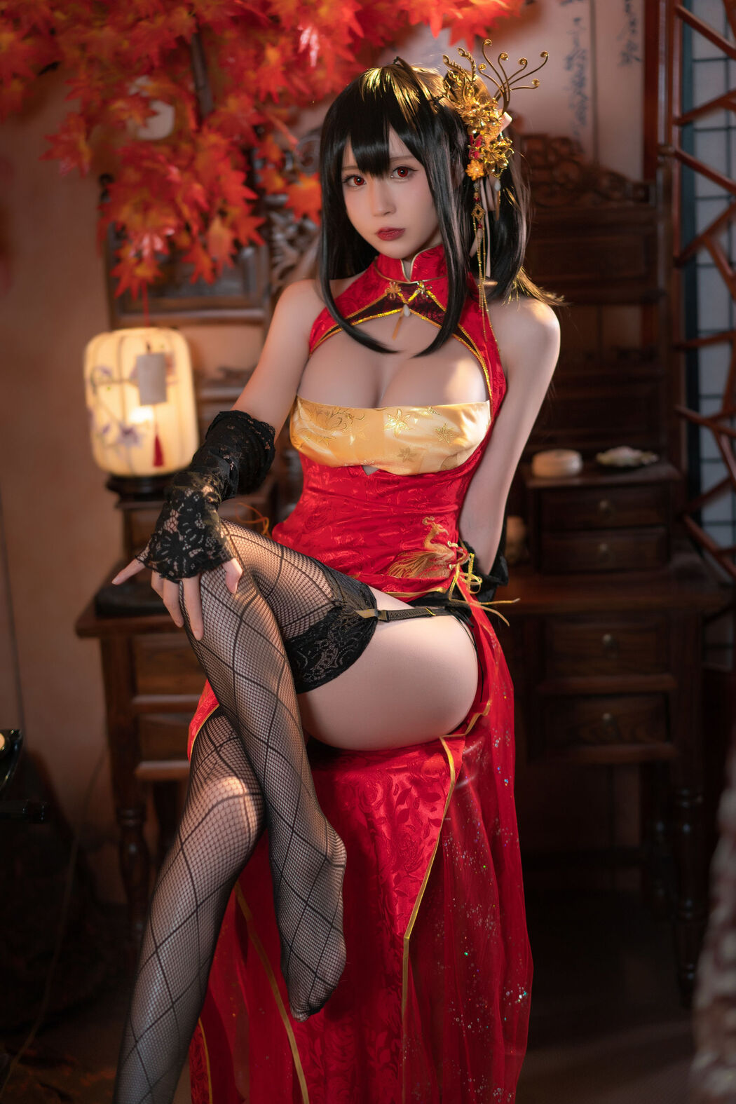 [Net Red COSER Photo] Xiyuan Temple Nange Photo - Dafeng Cheongsam