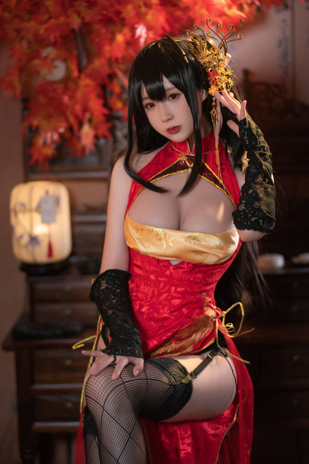 [Net Red COSER Photo] Xiyuan Temple Nange Photo - Dafeng Cheongsam