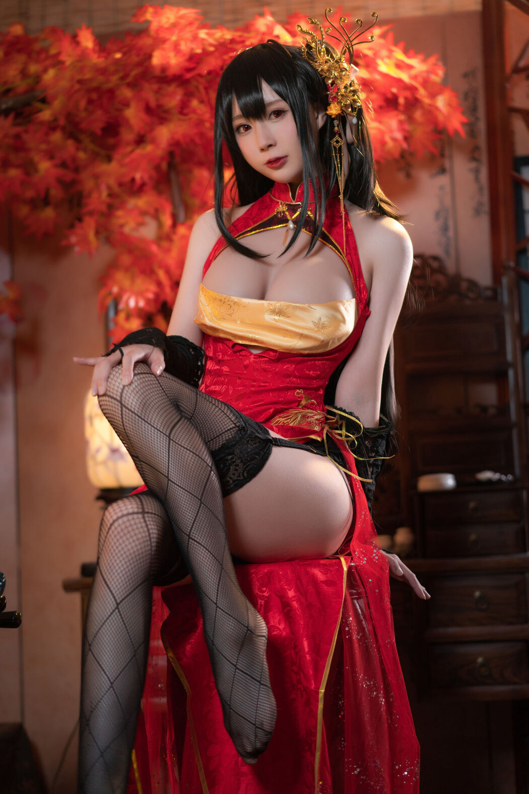 [Net Red COSER Photo] Xiyuan Temple Nange Photo - Dafeng Cheongsam