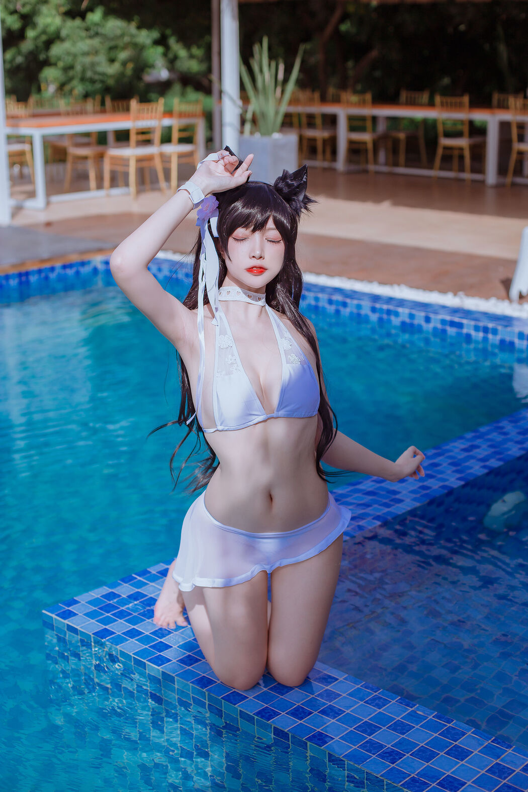 [Net Red COSER] Popular Coser Nizo Nisa - Canine's Dependent Blue Atago Swimsuit