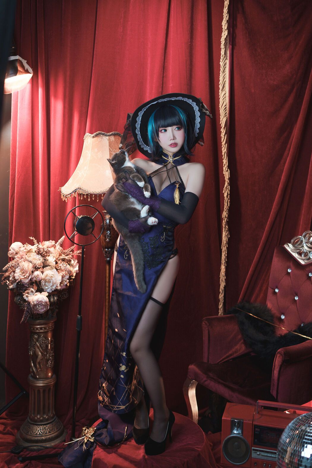 [Welfare COS] Cute and popular Coser Noodle Fairy - Cheshire Cheongsam