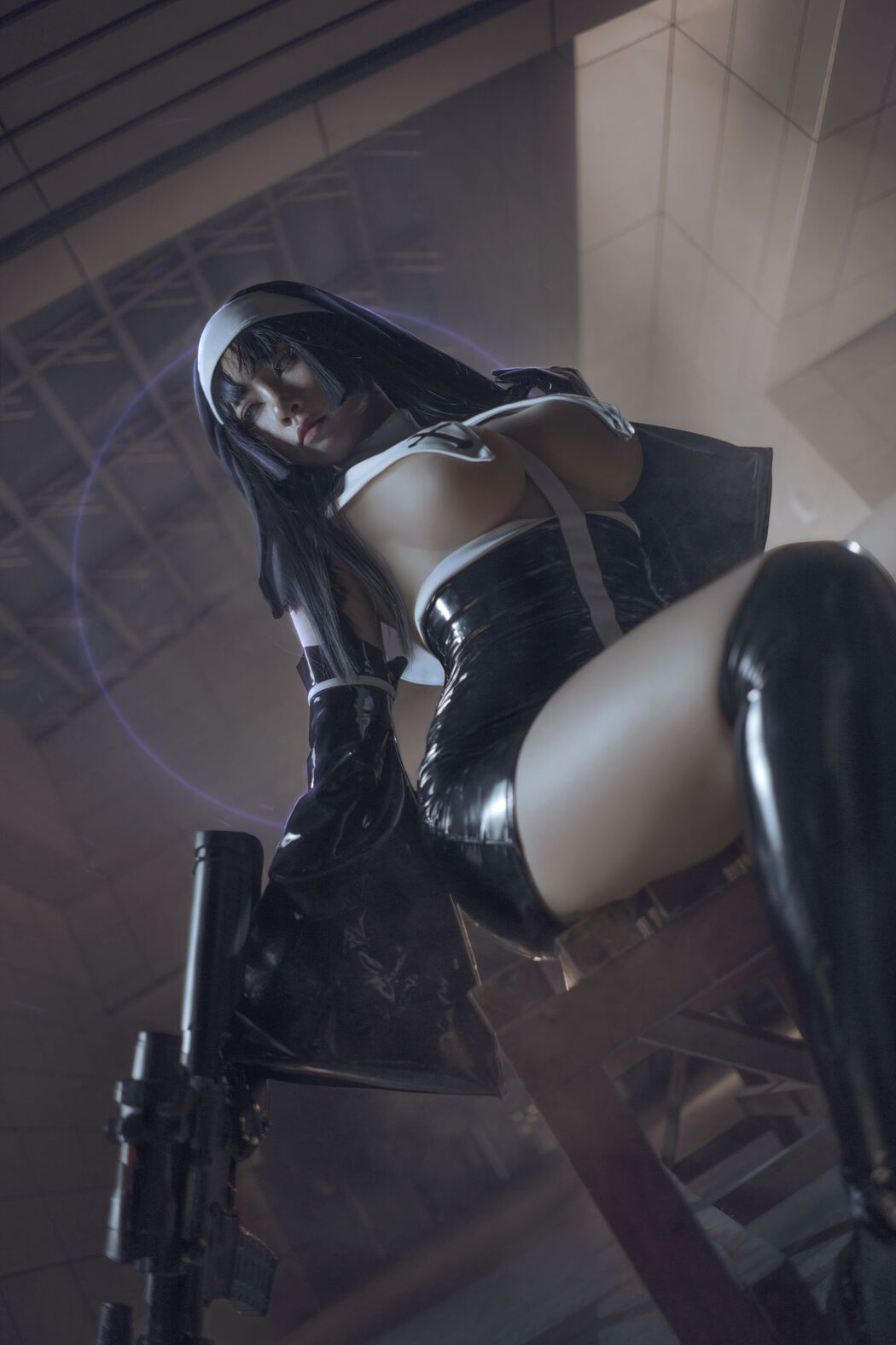 [Internet celebrity COSER photo] Anime blogger uki rainy season - nun black gel coat