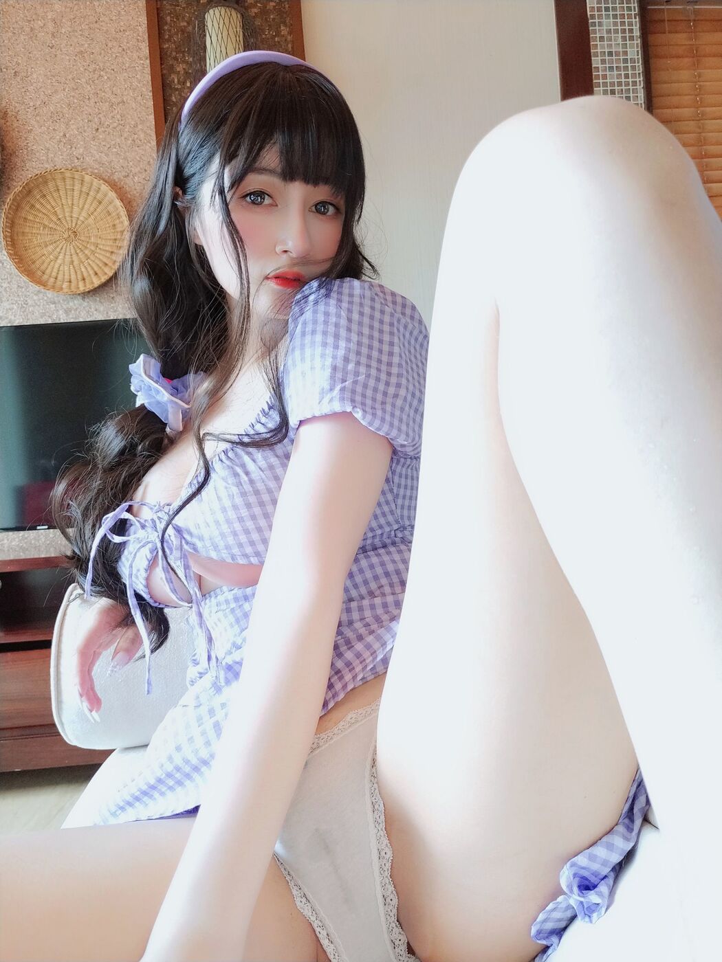 [Net Red COSER Photo] Miss Coser Baiyin-Summer Plaid Dress