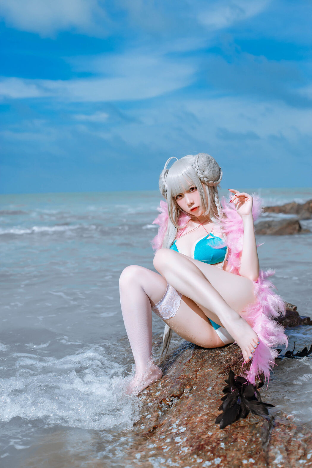 [Cosplay Photo] Popular Coser Nizuo Nisa - Blue Awesome Swimsuit