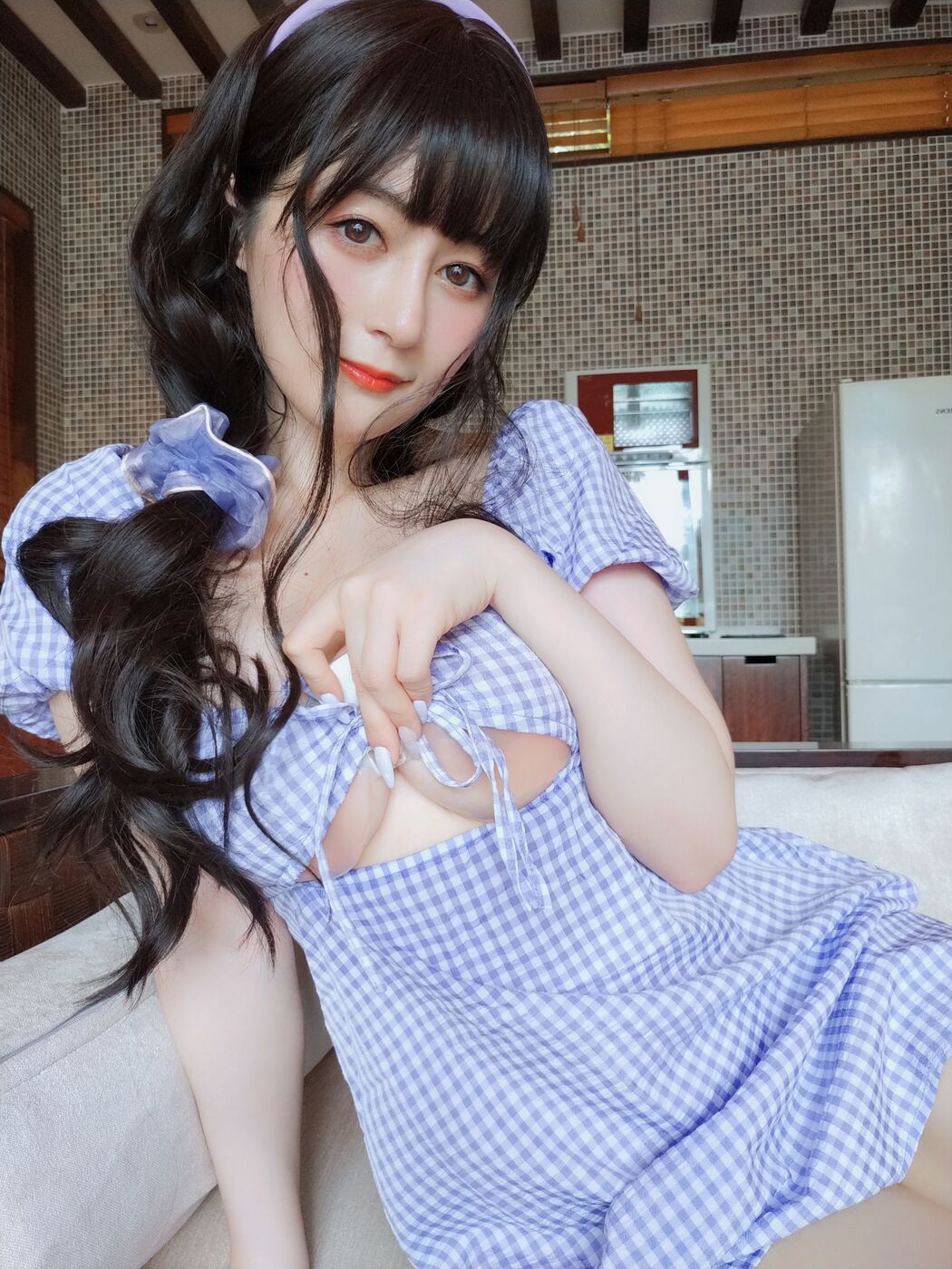 [Net Red COSER Photo] Miss Coser Baiyin-Summer Plaid Dress