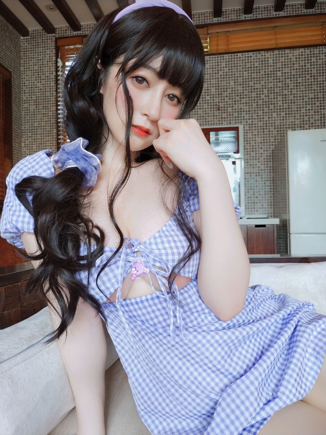 [Net Red COSER Photo] Miss Coser Baiyin-Summer Plaid Dress