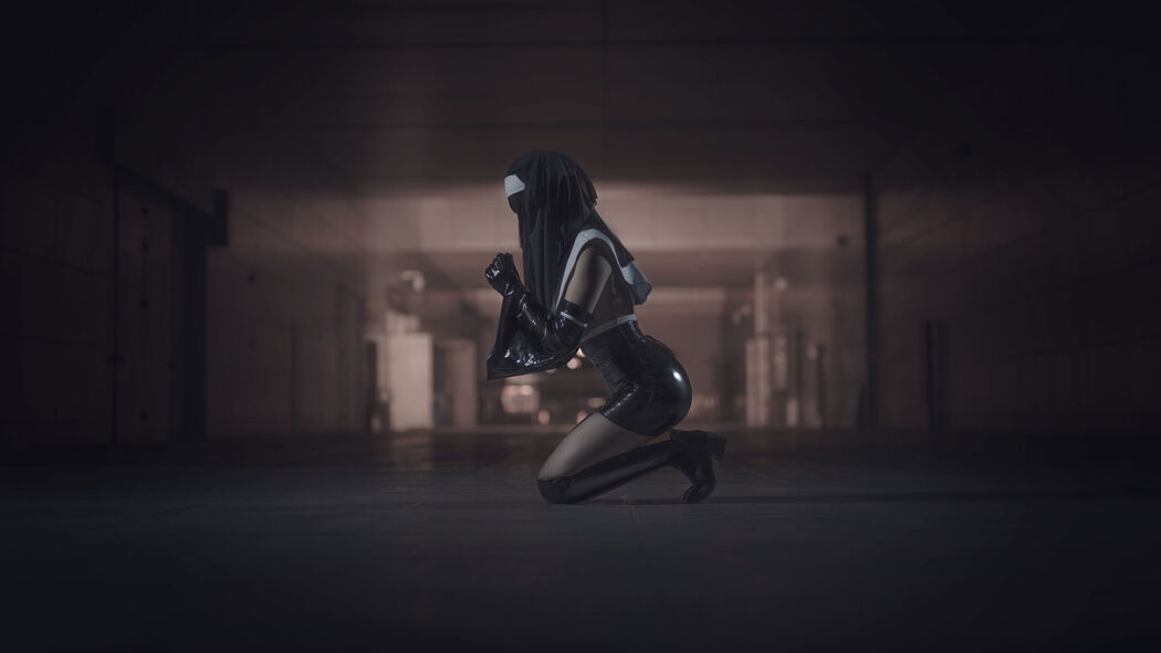 [Internet celebrity COSER photo] Anime blogger uki rainy season - nun black gel coat