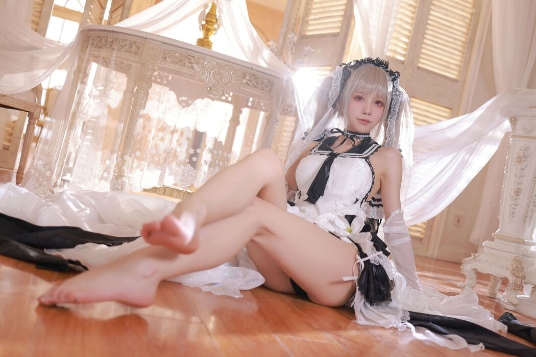 [Internet celebrity COSER photo] Anime blogger Shui Miao aqua - Azur Lane awesome wedding dress