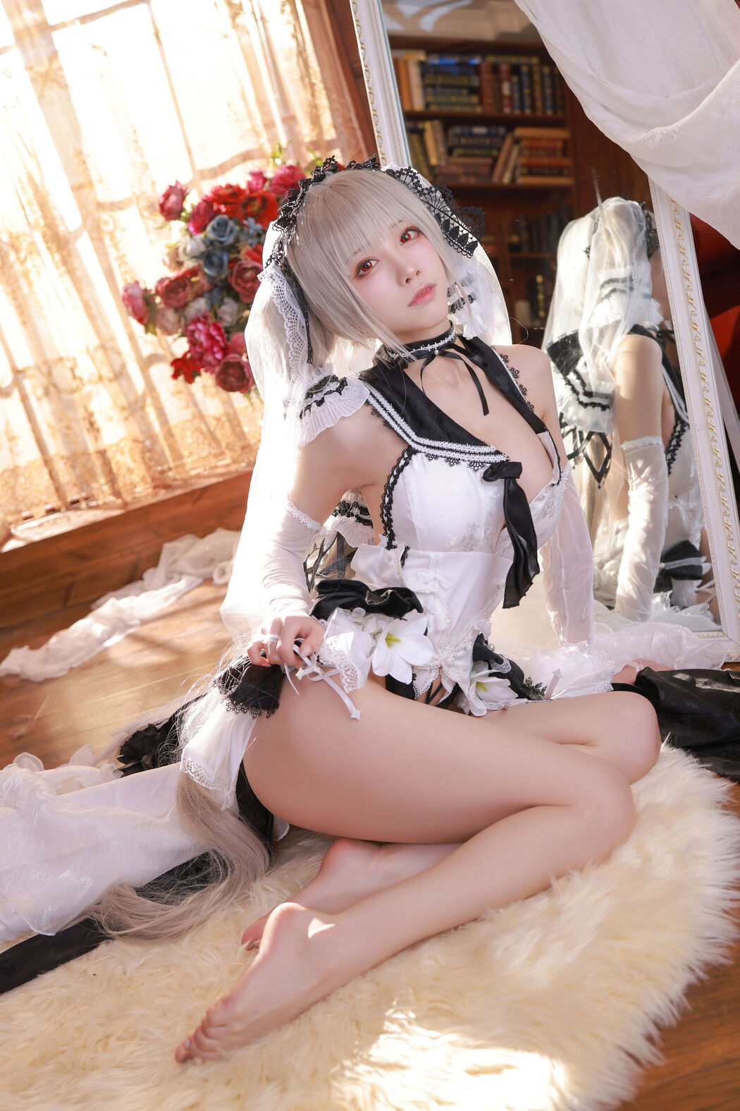 [Internet celebrity COSER photo] Anime blogger Shui Miao aqua - Azur Lane awesome wedding dress