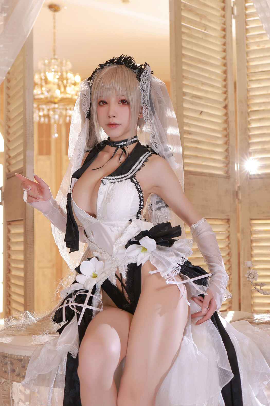 [Internet celebrity COSER photo] Anime blogger Shui Miao aqua - Azur Lane awesome wedding dress