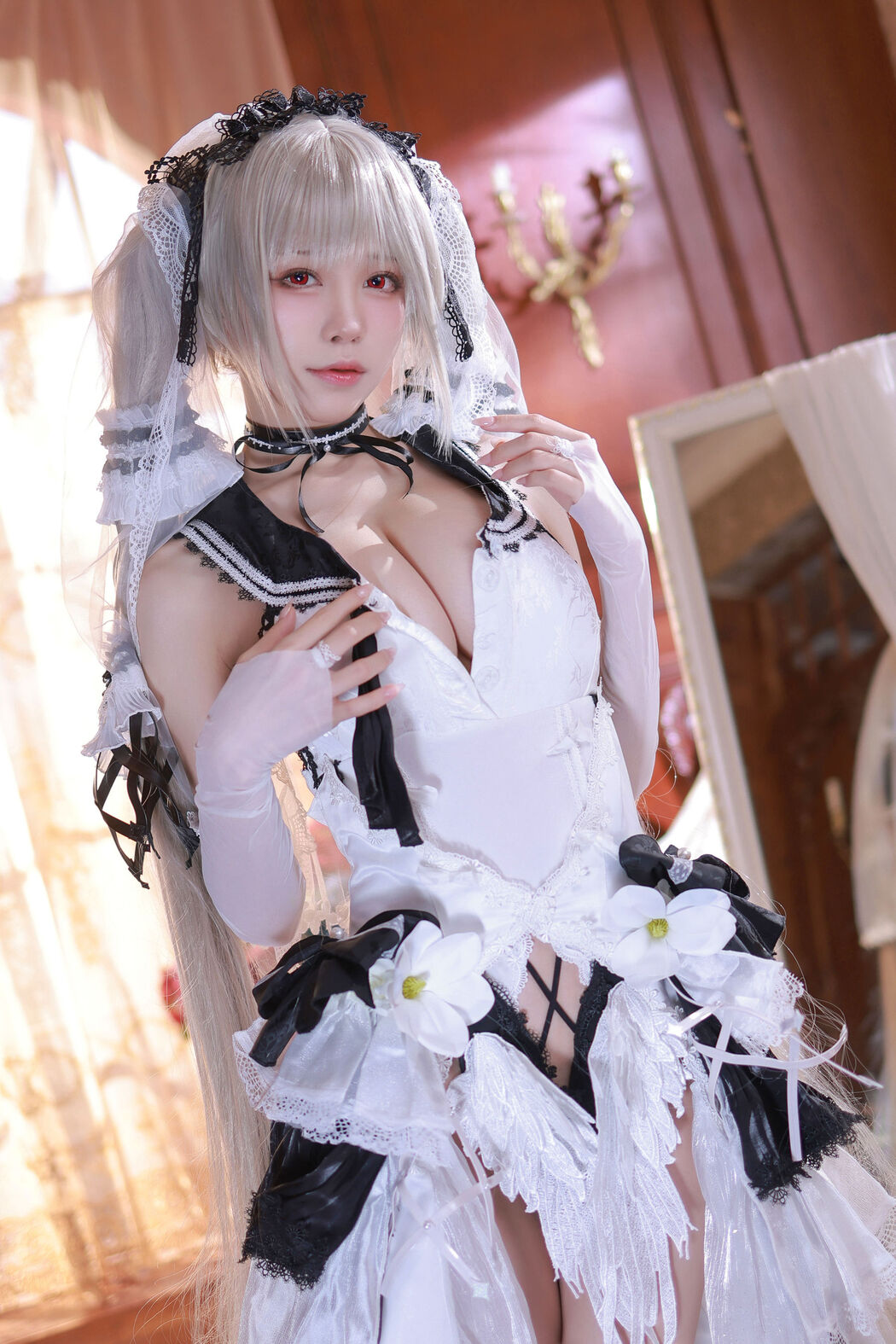 [Internet celebrity COSER photo] Anime blogger Shui Miao aqua - Azur Lane awesome wedding dress