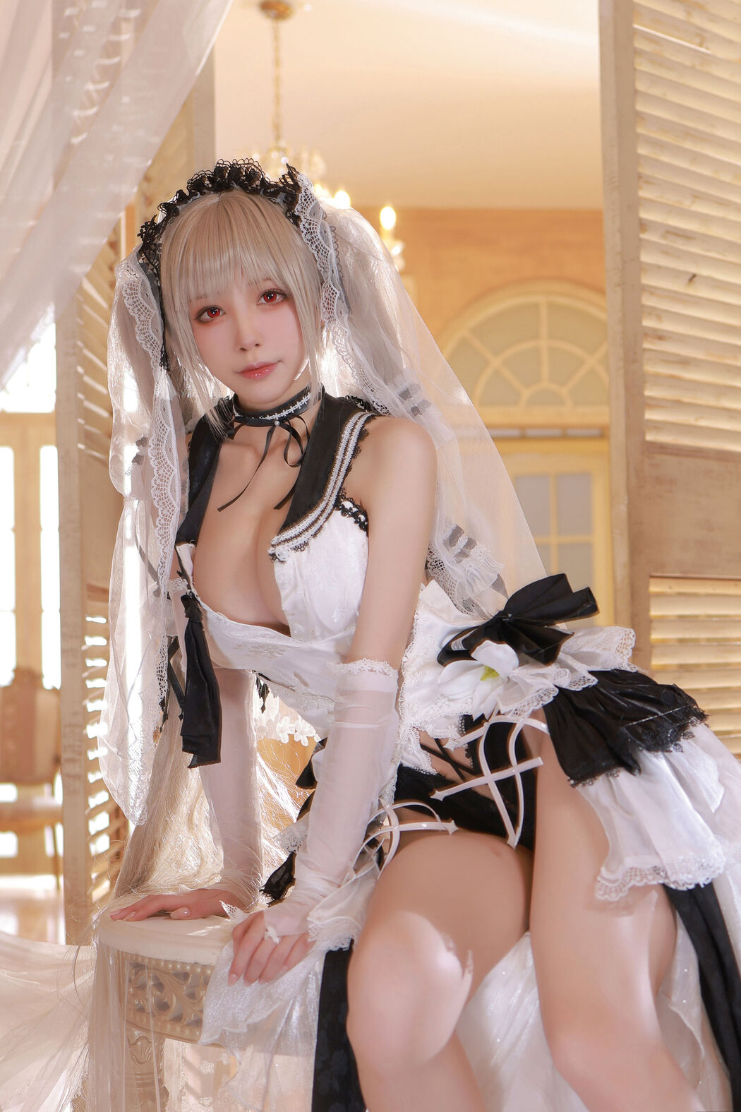 [Internet celebrity COSER photo] Anime blogger Shui Miao aqua - Azur Lane awesome wedding dress