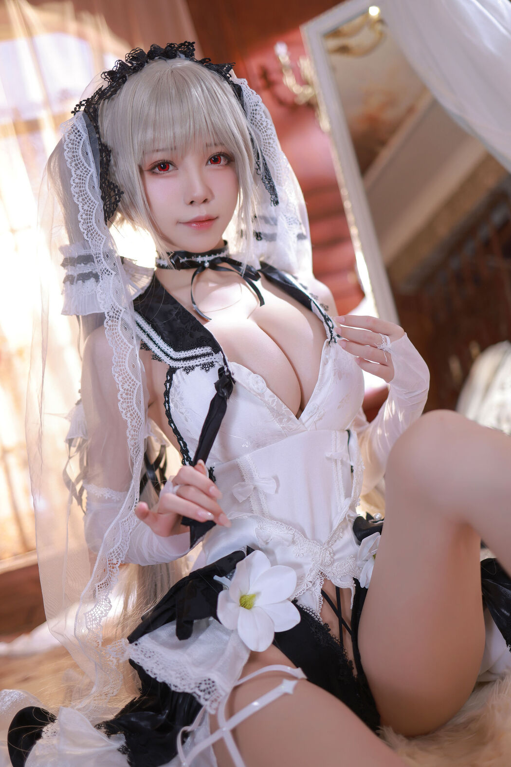 [Internet celebrity COSER photo] Anime blogger Shui Miao aqua - Azur Lane awesome wedding dress