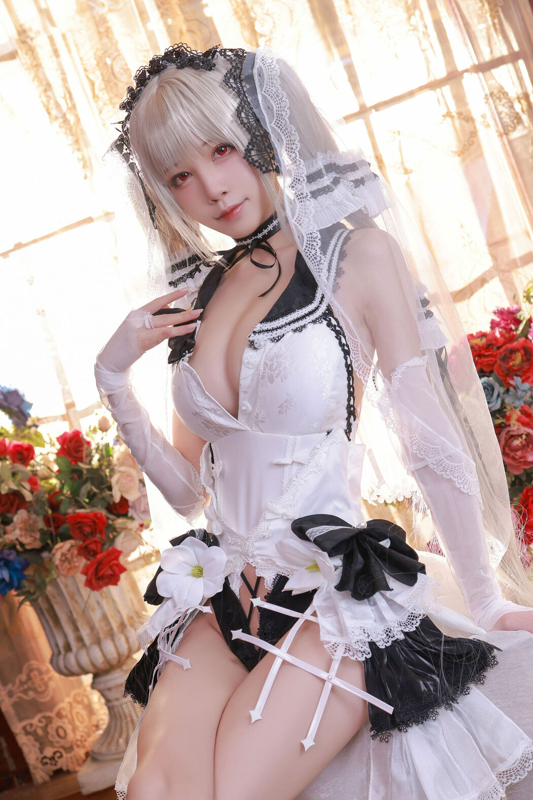 [Internet celebrity COSER photo] Anime blogger Shui Miao aqua - Azur Lane awesome wedding dress