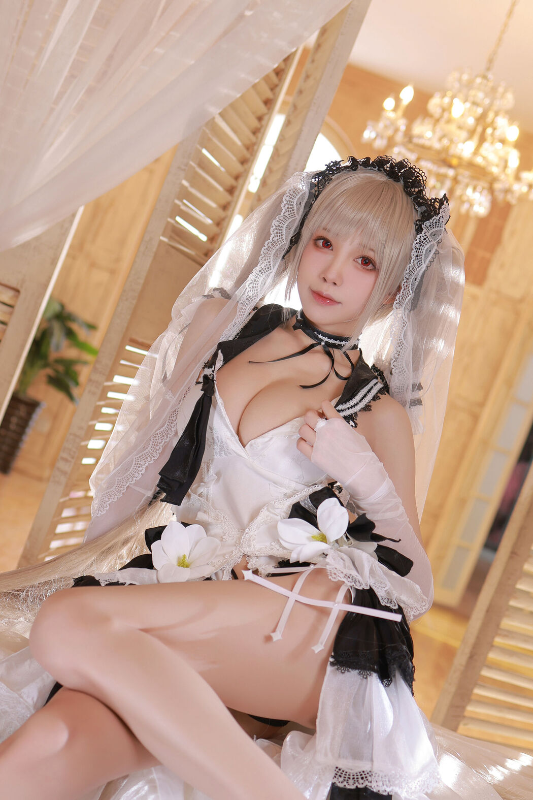 [Internet celebrity COSER photo] Anime blogger Shui Miao aqua - Azur Lane awesome wedding dress