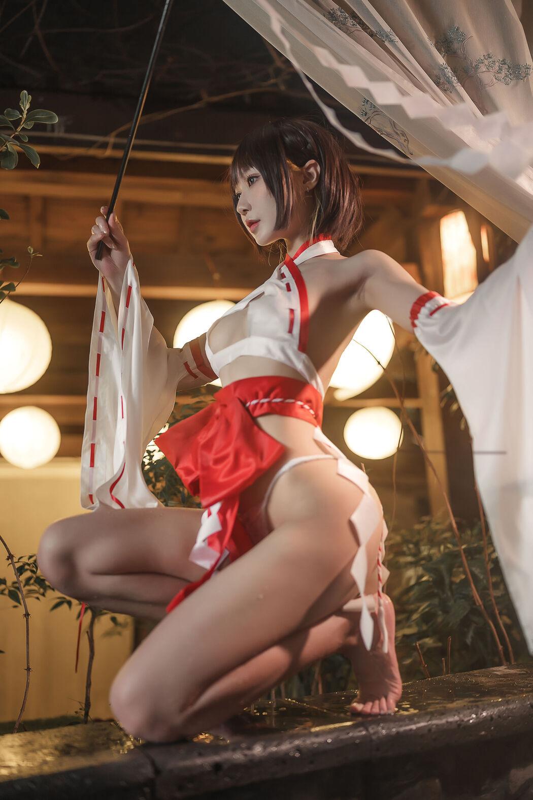 [Net Red COSER Photo] Anime blogger A Bao is also a rabbit girl - Hot Spring Miko