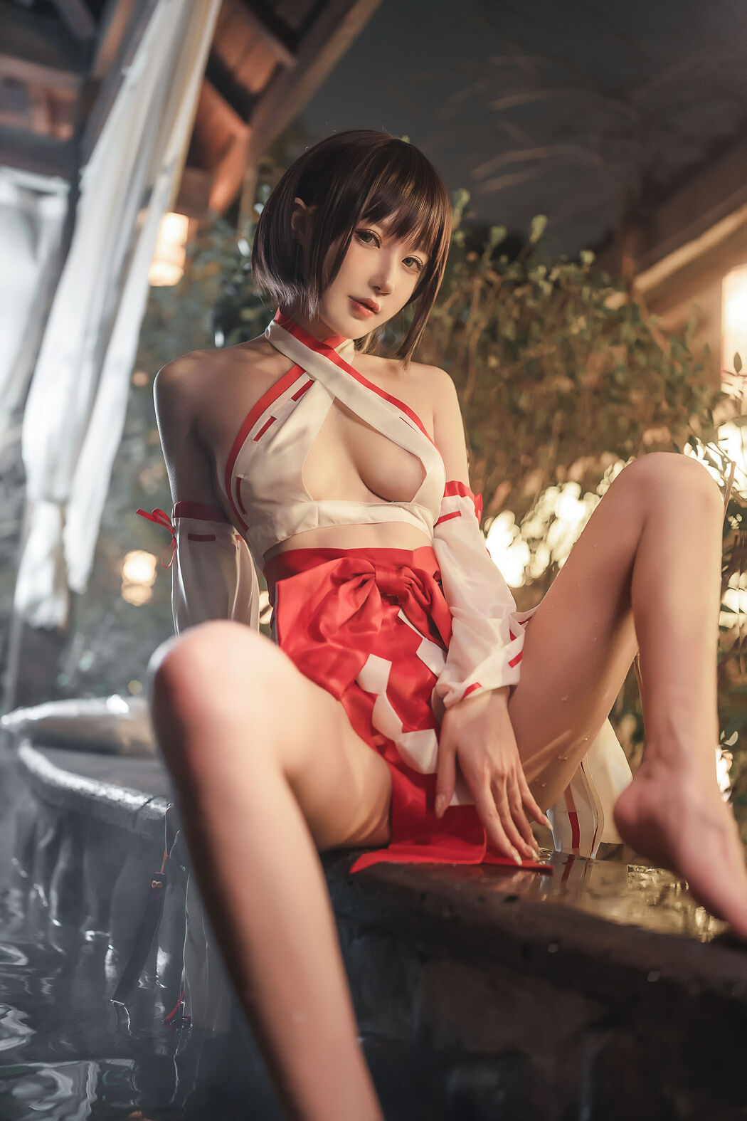 [Net Red COSER Photo] Anime blogger A Bao is also a rabbit girl - Hot Spring Miko