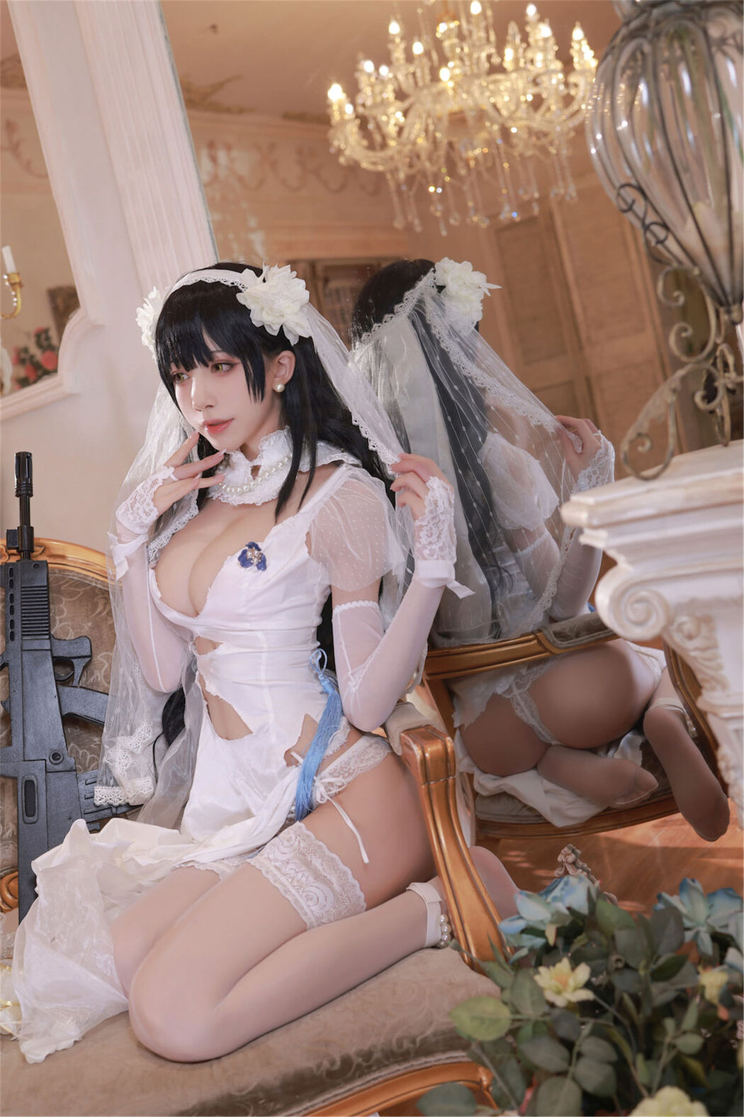 [Internet celebrity COSER photo] Anime blogger Shui Miao aqua - Girls Frontline OTS14 & Type95