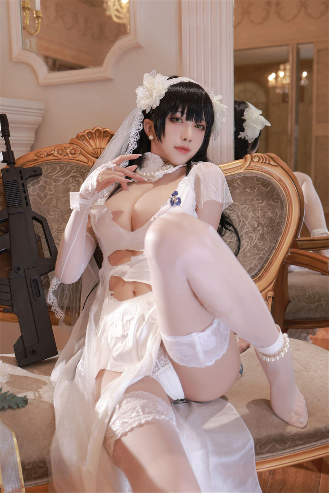 [Internet celebrity COSER photo] Anime blogger Shui Miao aqua - Girls Frontline OTS14 & Type95