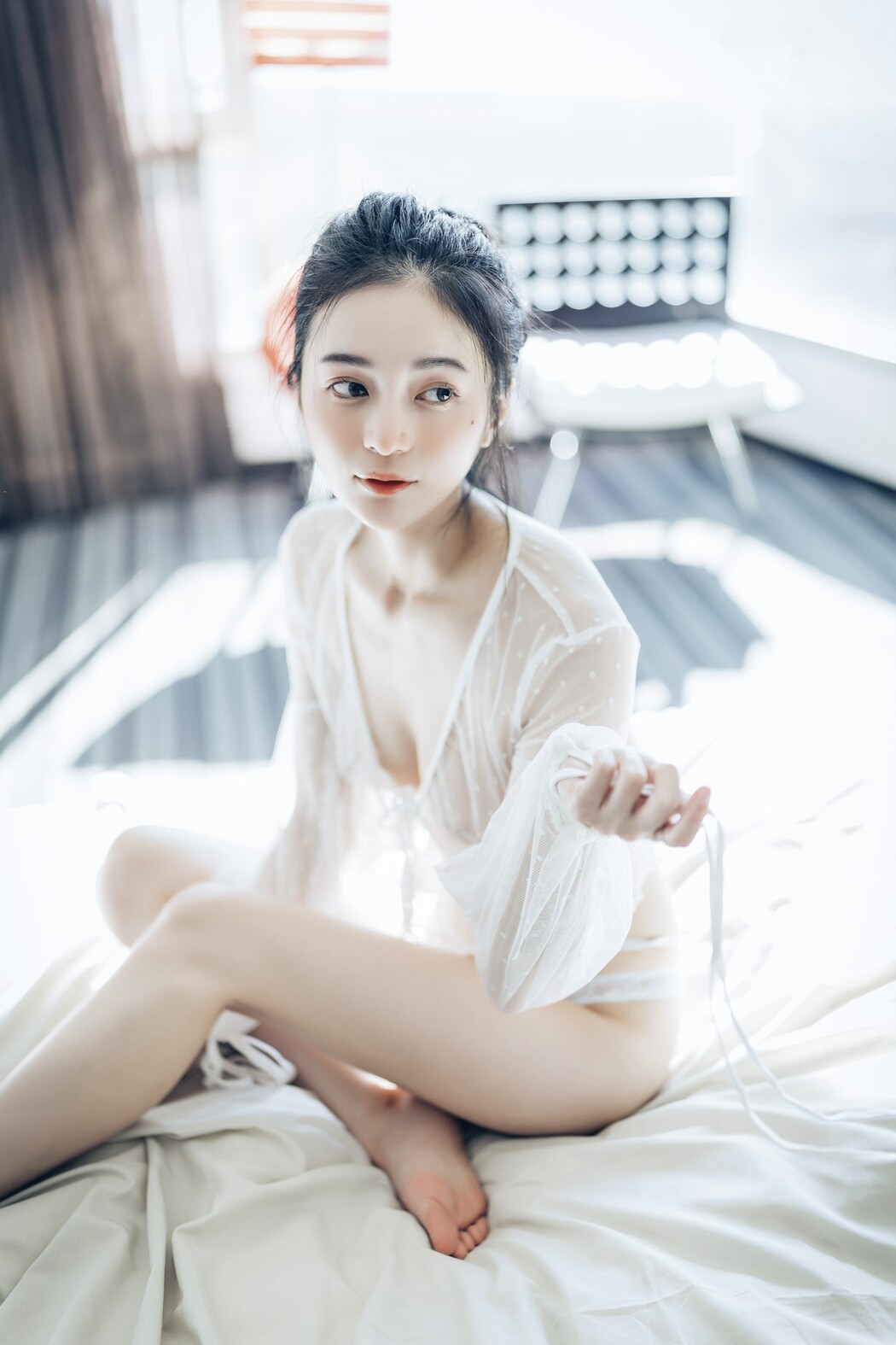 JVID精品 🔞仙仙辰 透明罩衫 透明駱駝蹄內褲 濕潤黑絲 我的女友 這次有點色😈有點甜 Set.01