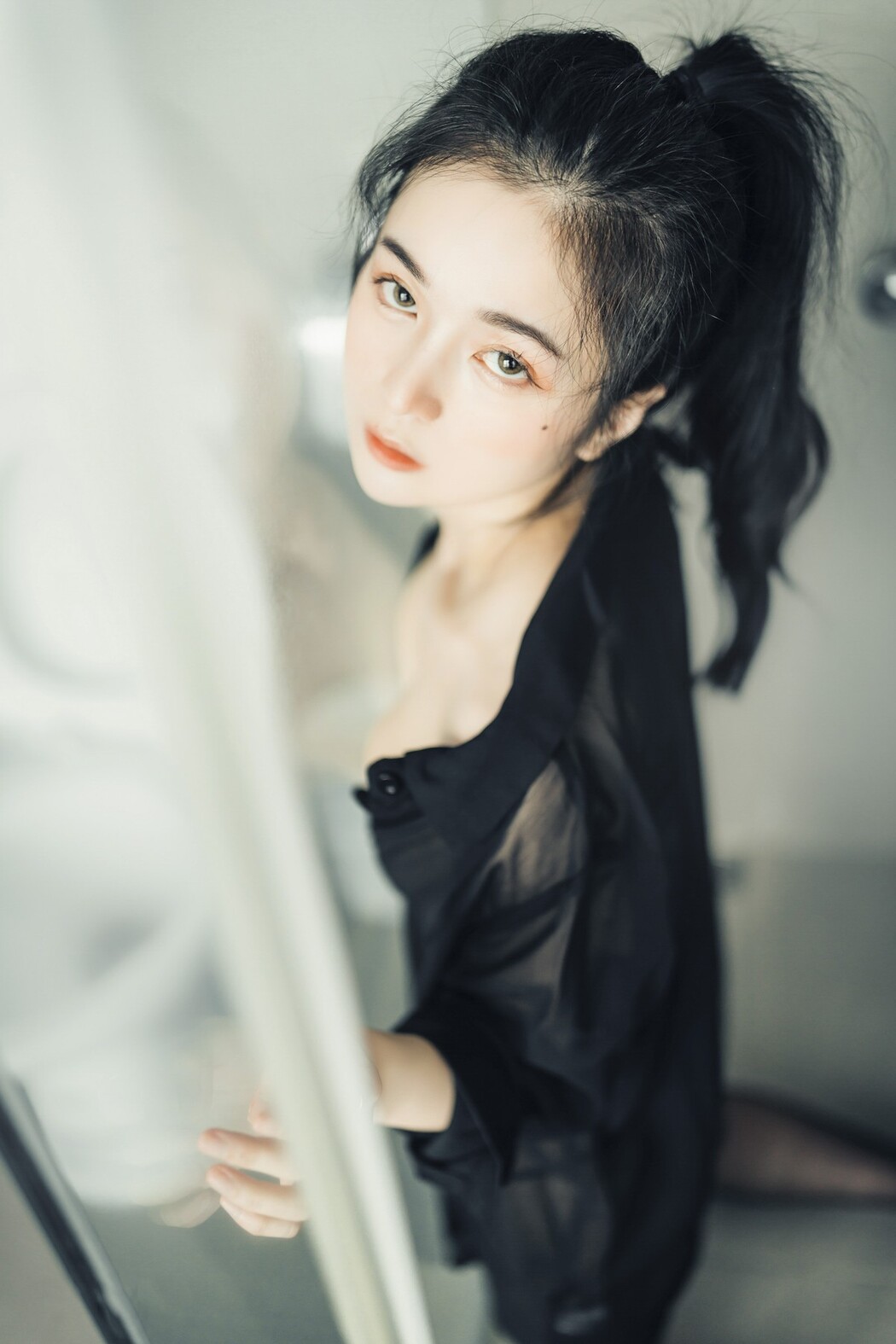 JVID精品 🔞仙仙辰 透明罩衫 透明駱駝蹄內褲 濕潤黑絲 我的女友 這次有點色😈有點甜 Set.02