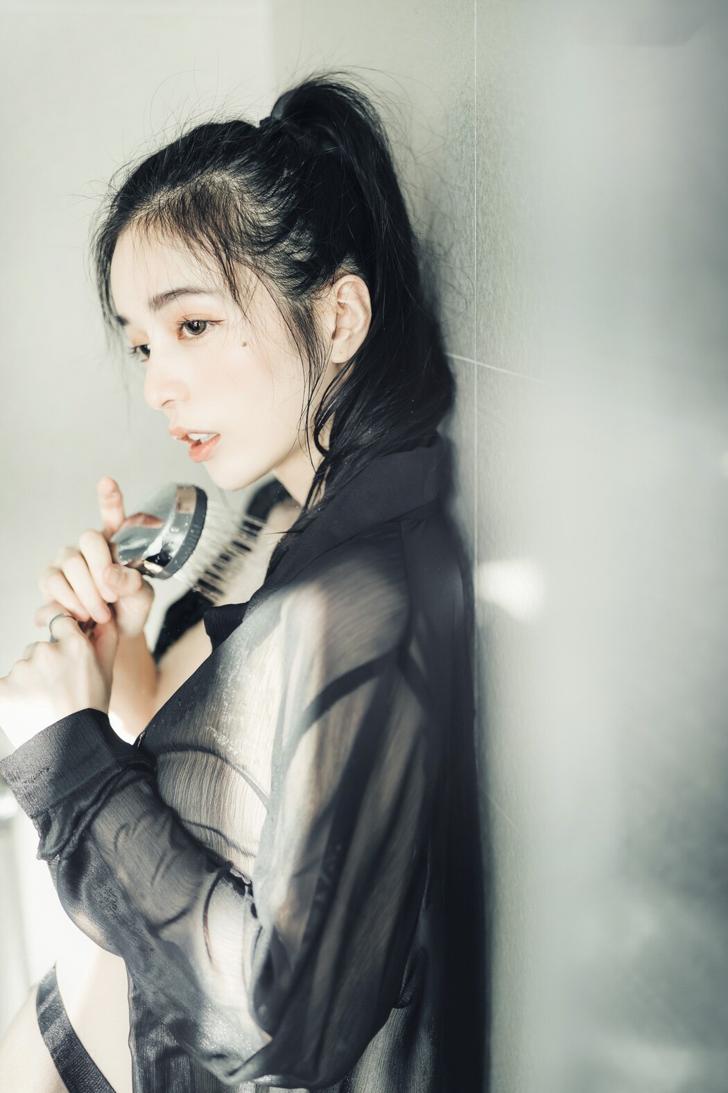 JVID精品 🔞仙仙辰 透明罩衫 透明駱駝蹄內褲 濕潤黑絲 我的女友 這次有點色😈有點甜 Set.02