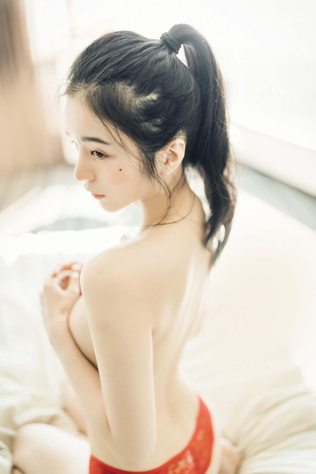 JVID精品 🔞仙仙辰 透明罩衫 透明駱駝蹄內褲 濕潤黑絲 我的女友 這次有點色😈有點甜 Set.01